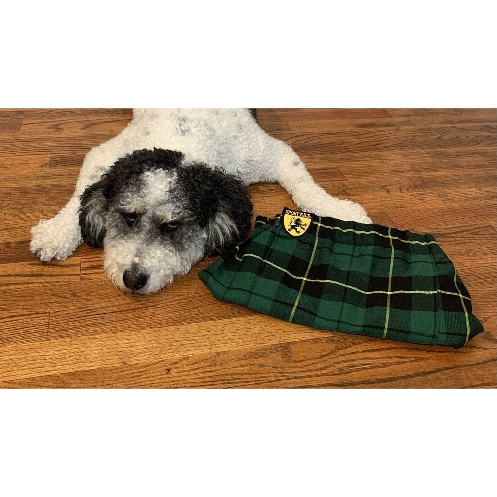 Sport Kilt Men's Size Small Plaid Green Blue Watch Tartan Pleated